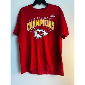 Kansas City Chiefs 2018 AFC West Champions Red TShirt NFL Playoffs Fanatics Sz L